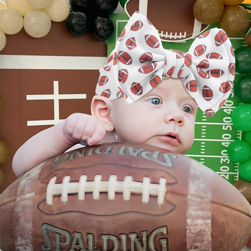 ONENINEDREAM Football Baby Bow Headbands for Girls Super Bowl Infants Hair Accessories Toddlers Outfits for Sports Parties Baby Girl Football Outfit - Image 3